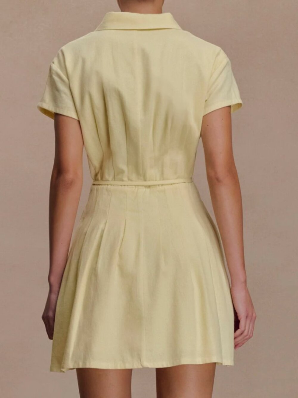 Meshki NWT Aysha Buttoned Linen Mini Dress - Lemon, L - Picture 6 of 15